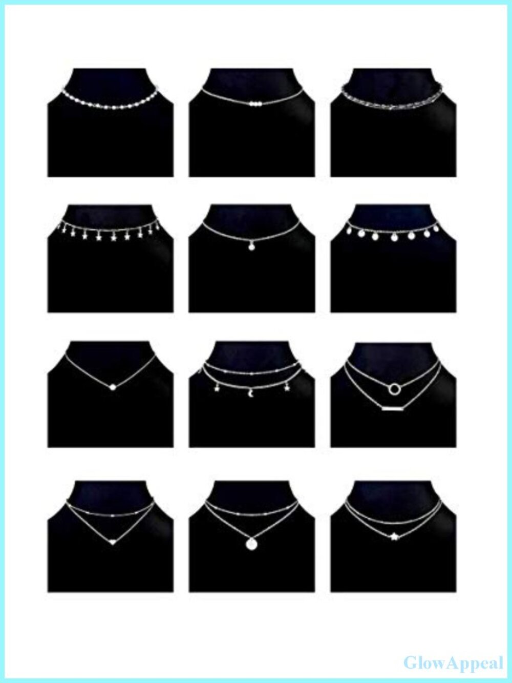 12pc Gold Plated Chain Necklace Set Coin Moon Star Pearl Pendant Choker
